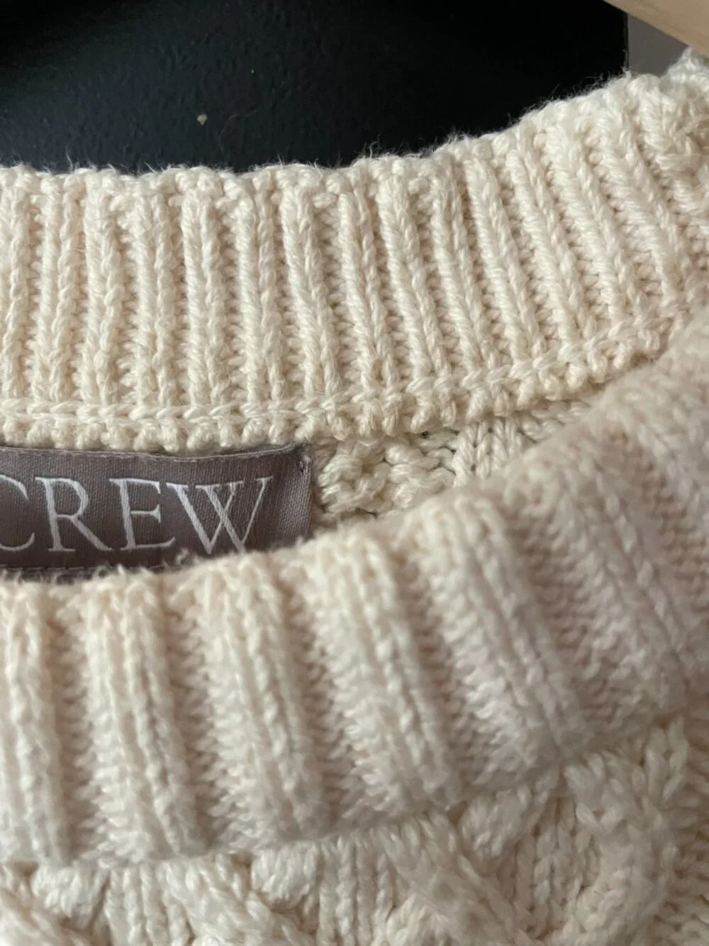 Size Small J. Crew Cable-knit Crewneck Sweater, Cream - Picture 3 of 6